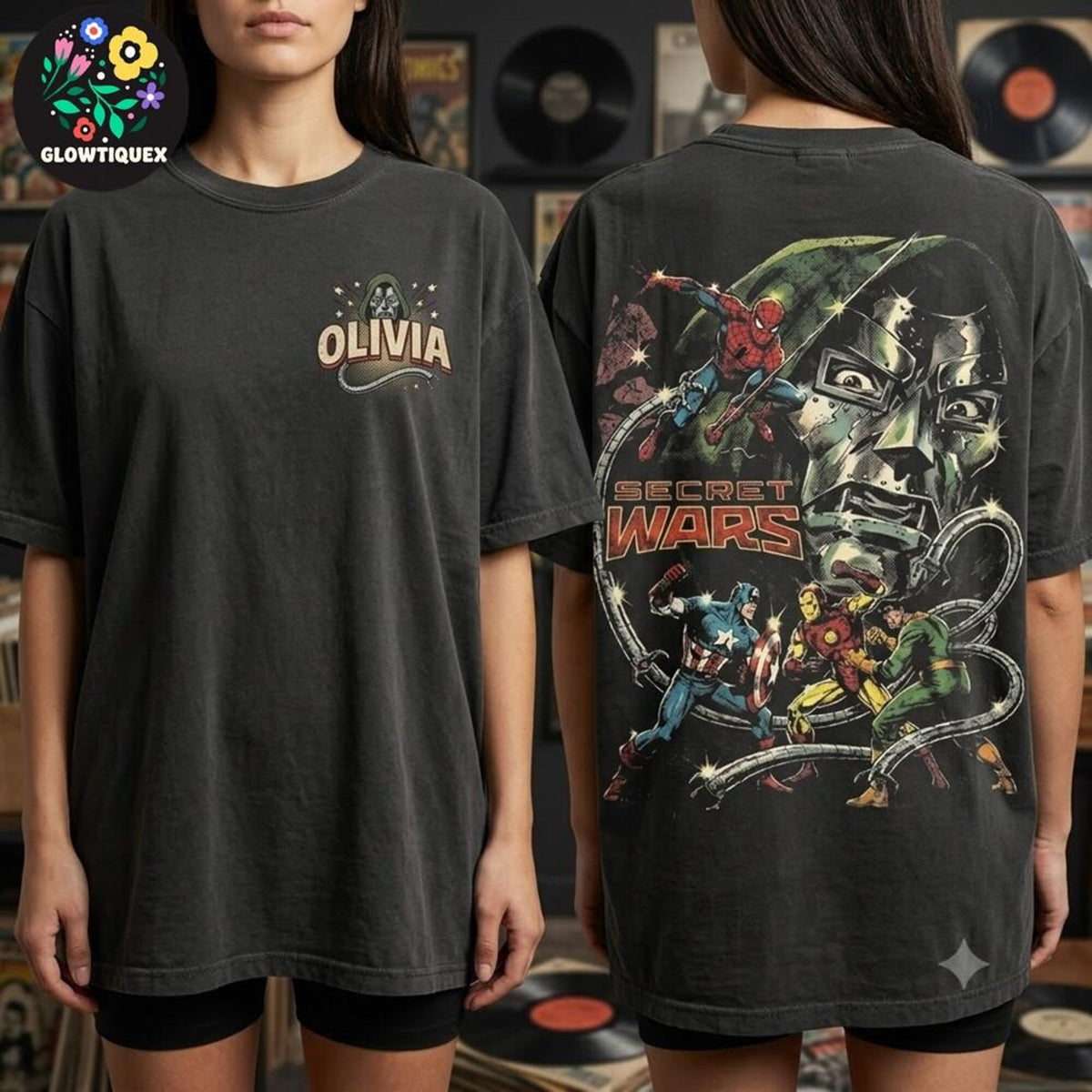 Comfort Colors Custom Vintage 90s Doctor Doom Shirt Women, Retro Marvel Secret Wars Spiderman Captain America Xmen Avengers Graphic Tee, Doomsday Fan Gift for Her Aesthetic