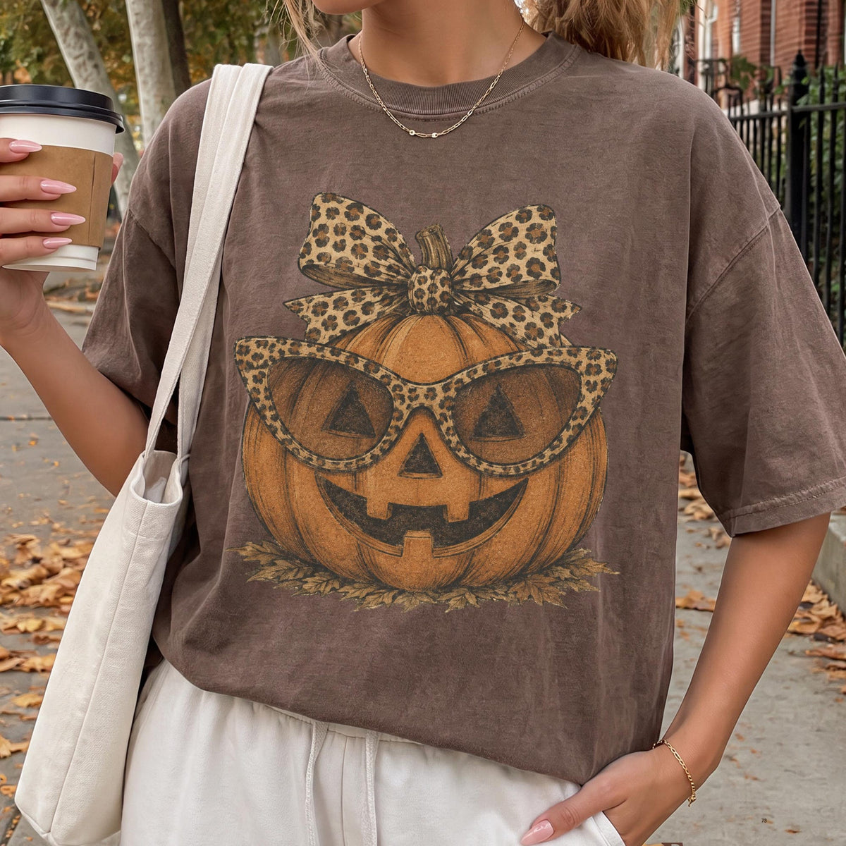 Fall Halloween Leopard Pumpkin Shirt Pumpkin Crewneck Fall Pumpkin Tshirts Comfort Colors Jack o lantern Shirts Trick or Treat Women Tee