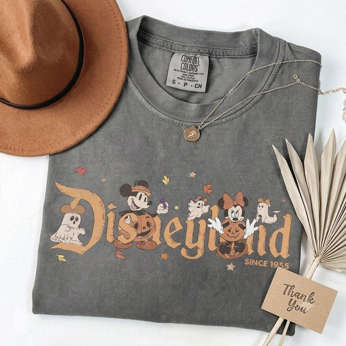 Comfort Colors Disneyland Since 1955 Mickey Minnie Halloween Fall Shirt Women, Retro Vintage Autumn Pumpkin Disney Family Trip Graphic Tee, Gift for Her Aesthetic