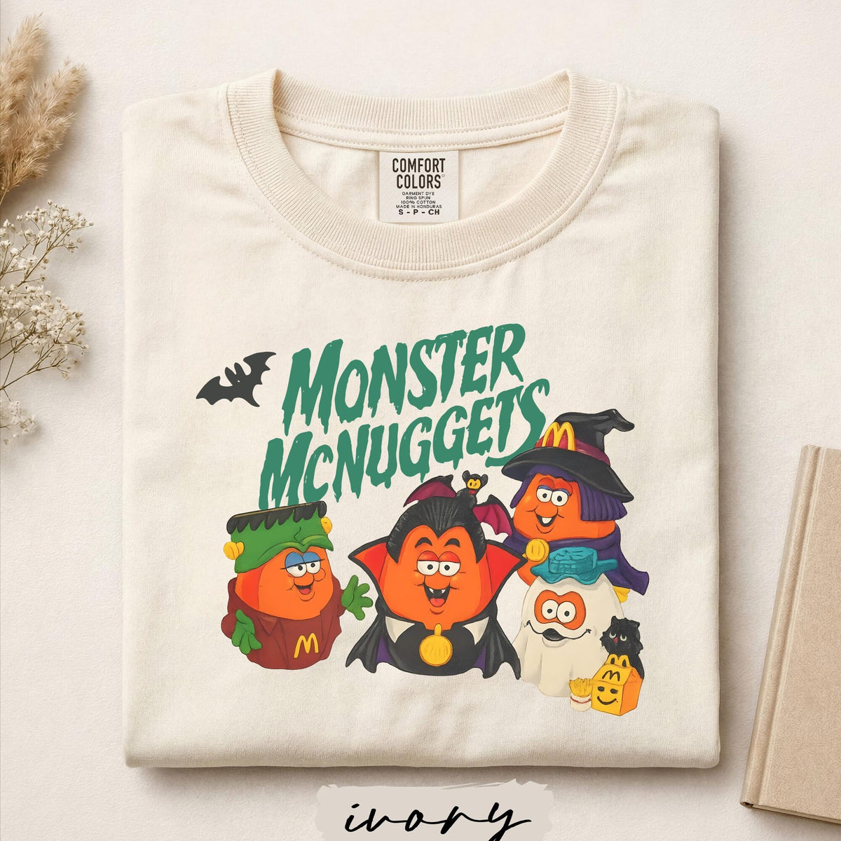 Monster Nuggets Comfort Colors Shirt Retro Spooky Nugget Graphic Tee Halloween Meal Bucket Top Nostalgia Nuggets Tee Chicken Lover Gift