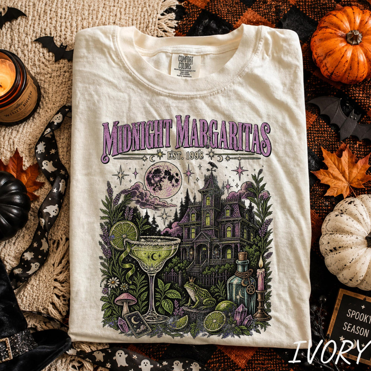 Midnight Margaritas Shirt Practical Magic Inspired Tee Vintage Witchy Cocktail Shirt Gothic Victorian House Halloween TShirt
