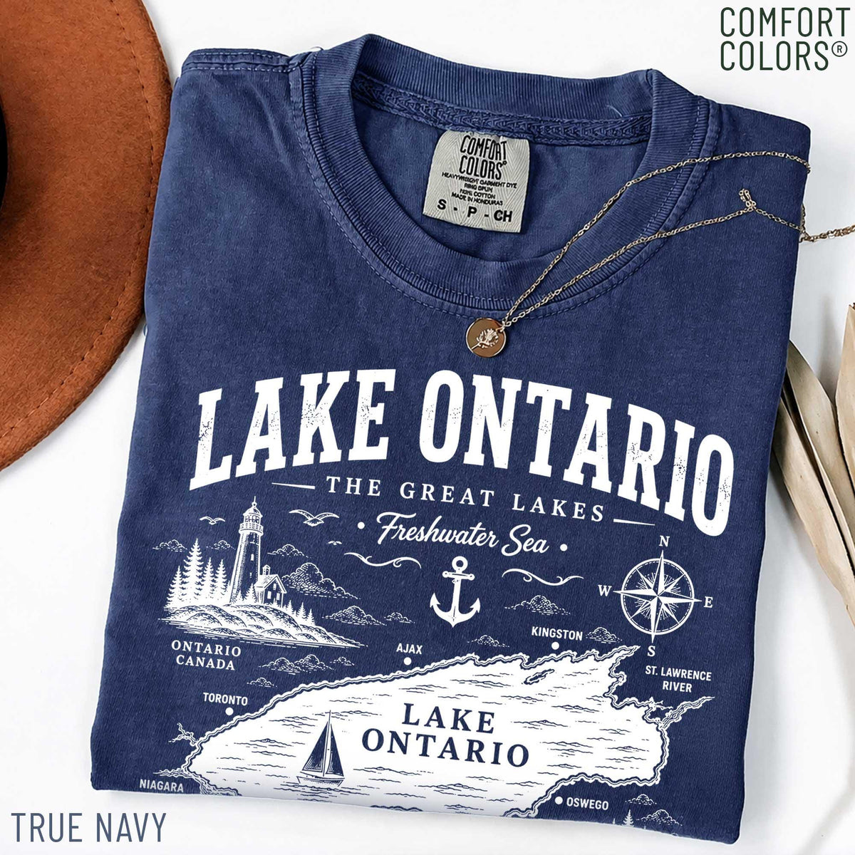 Lake Ontario Shirt Comfort Colors Great Lakes Resist Tee Vintage Canada Vacation Coastal Sailing Travel Gift Unisex