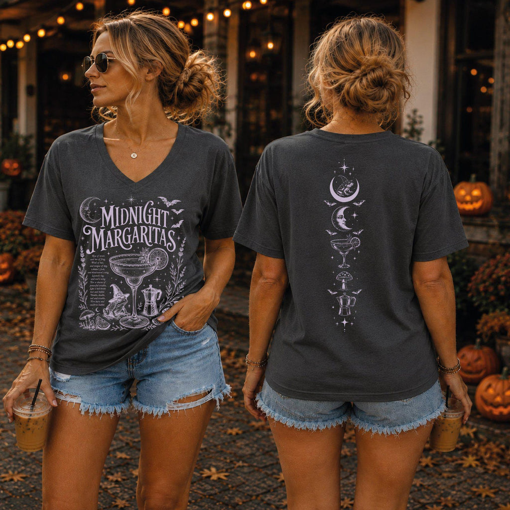 Midnight Margaritas Vneck Shirt Witchy Halloween Tank Top Salt Rosemary Lavender Love Shirt Spooky Season Gift S1585