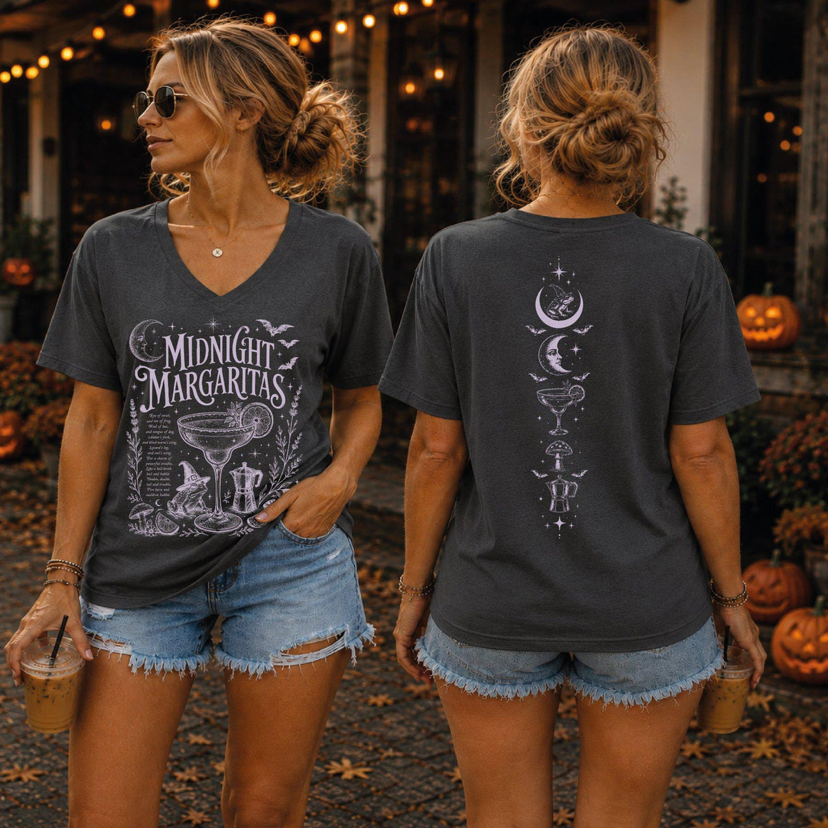 Midnight Margaritas Vneck Shirt Witchy Halloween Tank Top Salt Rosemary Lavender Love Shirt Spooky Season Gift S1585