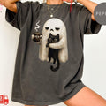 Comfort Colors Ghost Cat Spooky Black Cat Funny Halloween Coffee Lover Shirt Unisex Funny Halloween Shirt