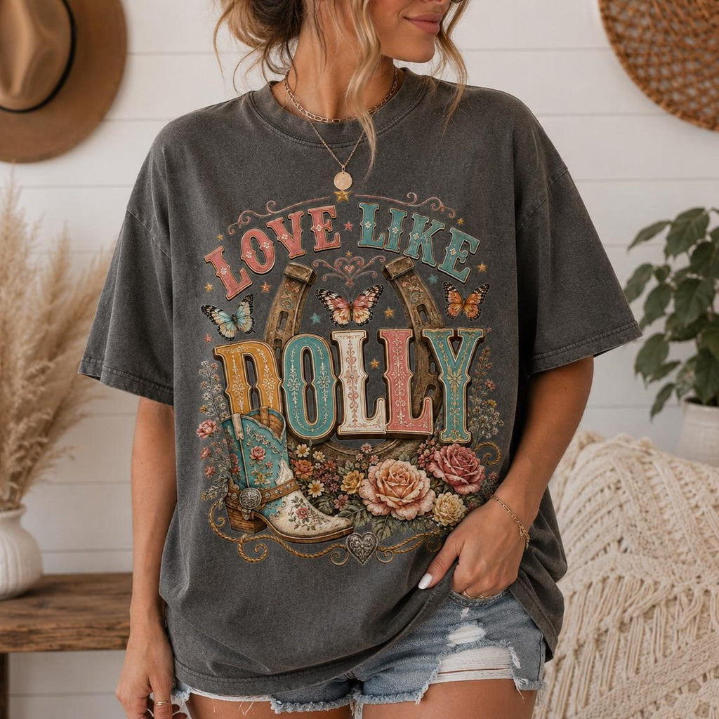 Comfort Colors Love Like Dolly Parton Memorial Shirt Women, RIP Dolly 1946 2026 Retro Country Music Cowgirl Graphic Tee, Fan Gift for Her Aesthetic