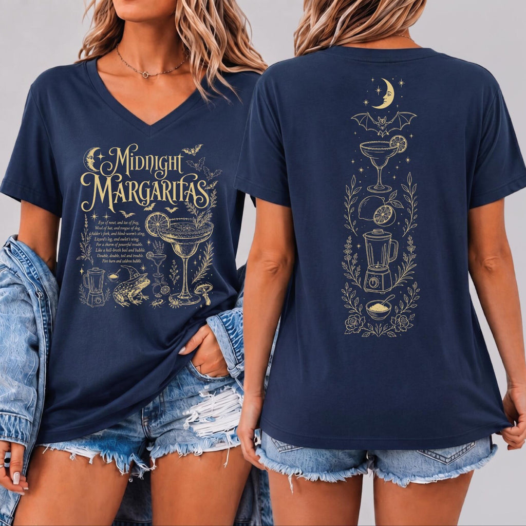 Midnight Margaritas Vneck Shirt Witchy Halloween Racerback Tank Top cgt049
