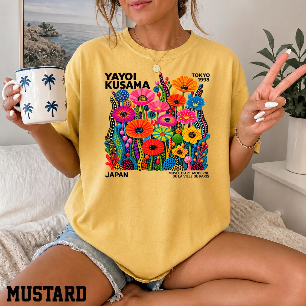 Yayoi Kusama Shirt Comfort Colors Art Tee Japanese Artist Shirt Colorful Polka Dot Flower TShirt Museum Art Lover Gift Japan Art Tee