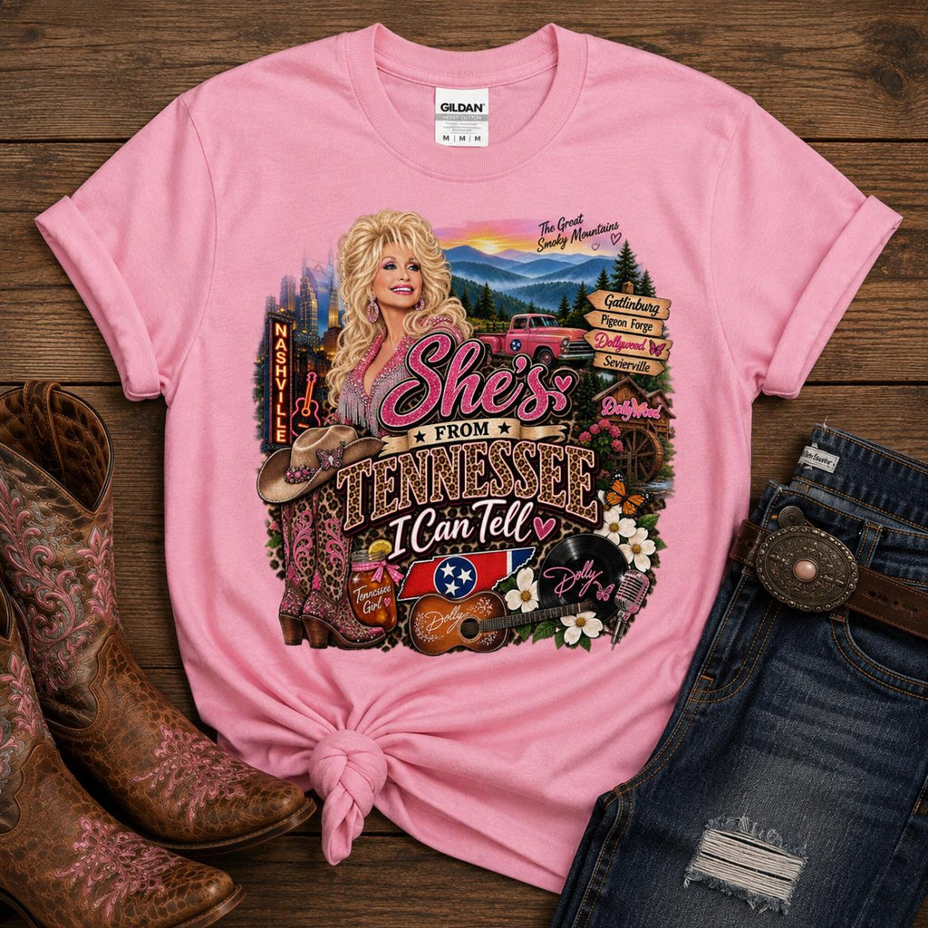 Comfort Colors Shes From Tennessee Dolly Shirt Women, Nashville Inspired Tennessee Girl Country Music Graphic Tee, Fan Gift for Her Aesthetic