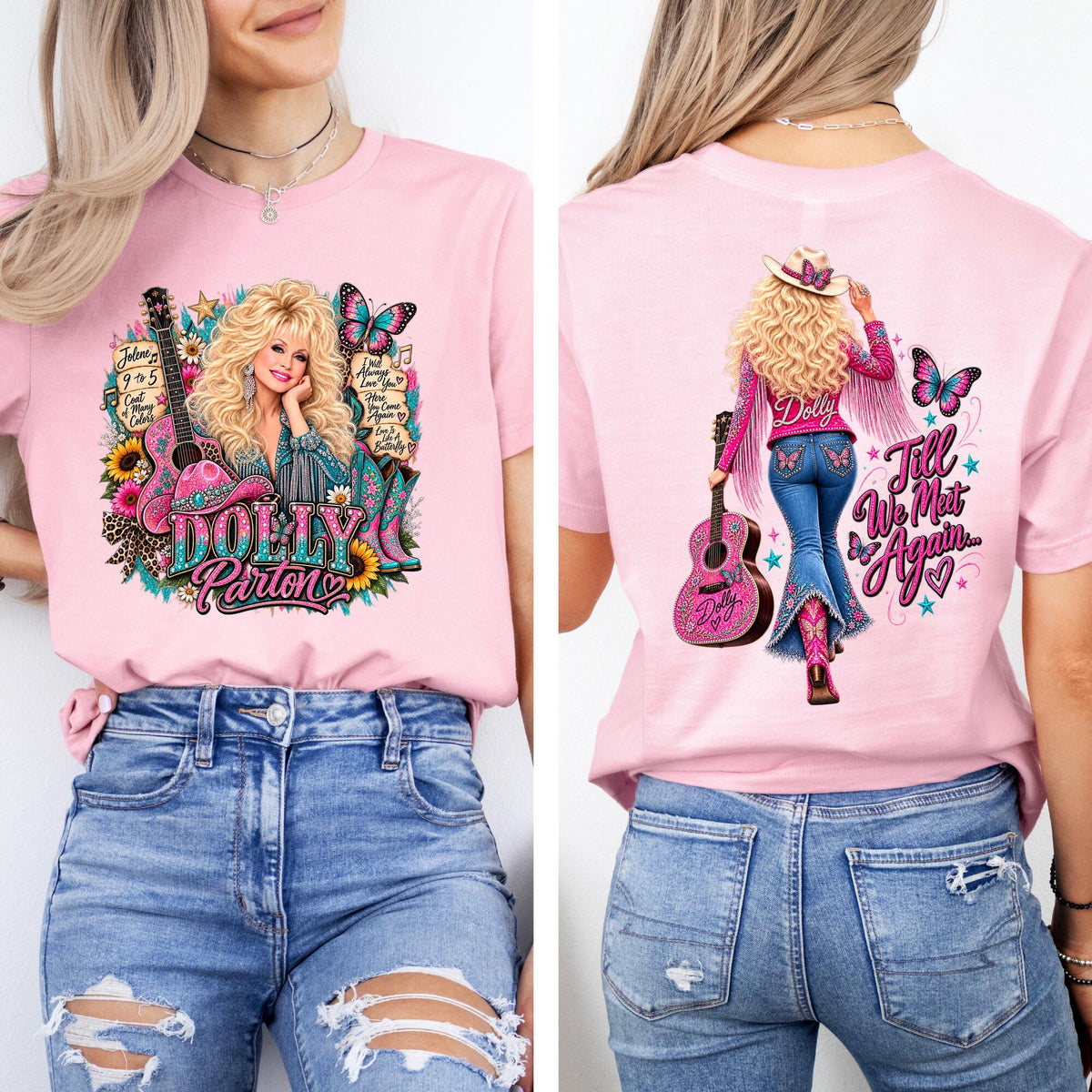 Dolly Parton Tribute Shirt Till We Meet Again Tee Country Music Memorial Shirt Pink Rhinestone Cowgirl Graphic Tee