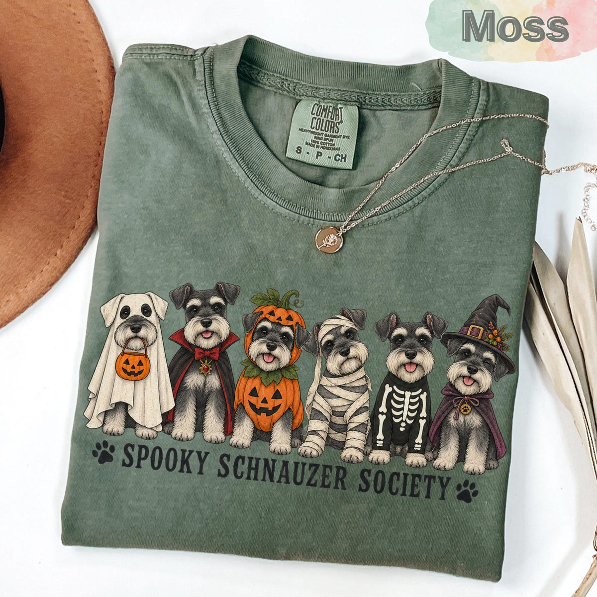Spooky Schnauzer Society Comfort Colors Halloween Shirt Cute Schnauzer Costume Tee Dog Mom Fall Shirt Funny Pet Lover Gift