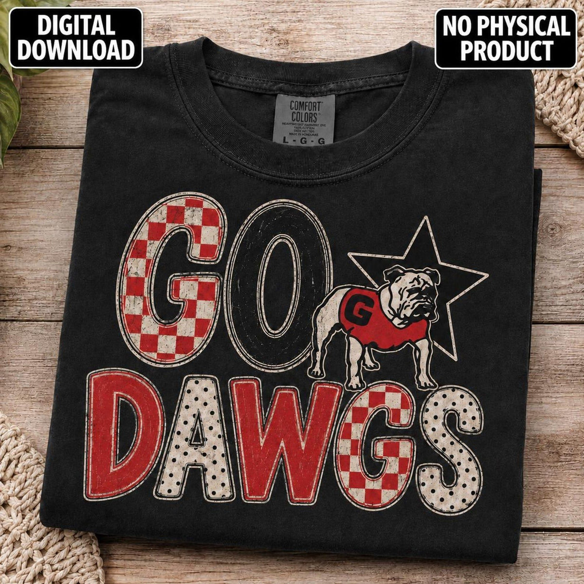 Comfort Colors Go Dawgs Shirt Georgia Football  Vintage Bulldog Game Day Shirt Red Black Checkered Shirt