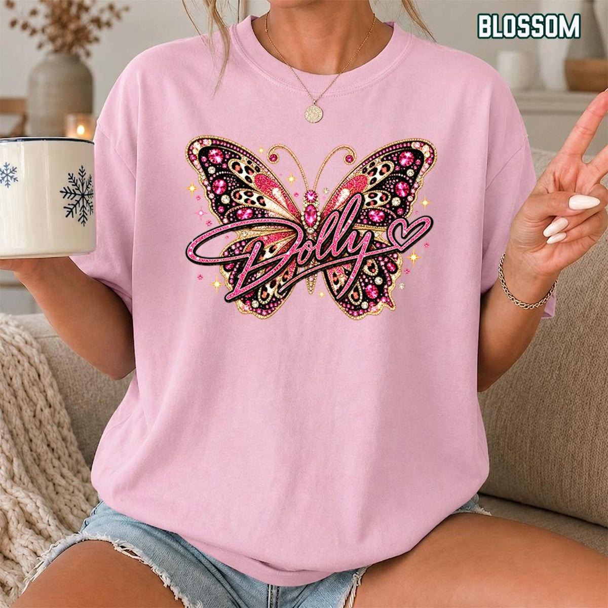 Dolly Parton Tribute Shirt Sparkly Butterfly Art Retro Pink Country Legend Memorial Western Music Fan Keepsake Comfort Colors Shirt