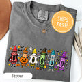 Halloween Crayon Teacher Shirt Spooky Teacher Tee Cute Classroom Shirt Teacher Halloween Gift School Supplies Tee Fall Teacher Outfit
