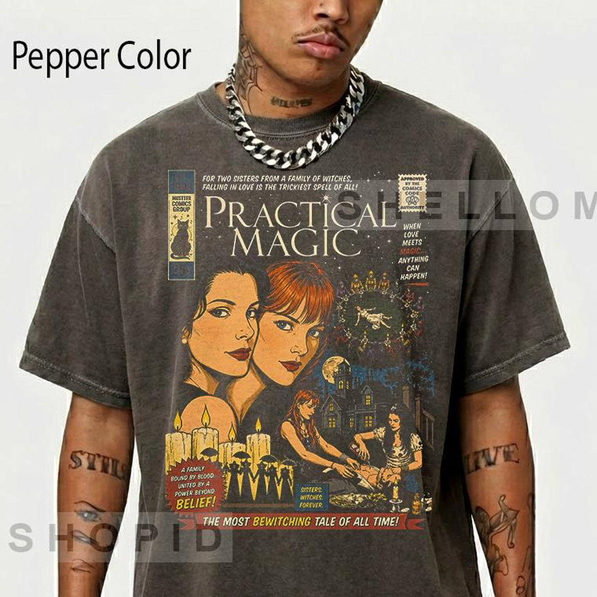 Comfort Colors Practical Magic 1998 Shirt Women, Vintage Witch Movie Halloween Midnight Margaritas Witchy Aesthetic Graphic Tee, Spooky Season Gift for Her