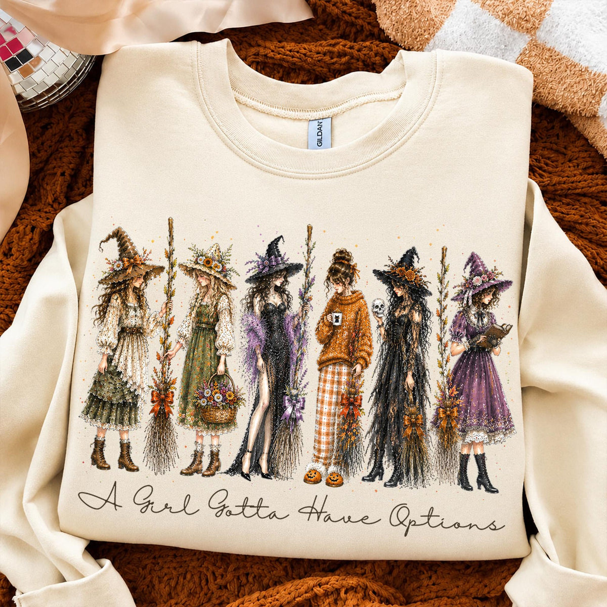 Comfort Colors A Girl Gotta Have Options Shirt Women, Retro Halloween Witches Spooky Season Feeling Witchy Trendy 2026 Graphic Tee, Gift for Her Aesthetic
