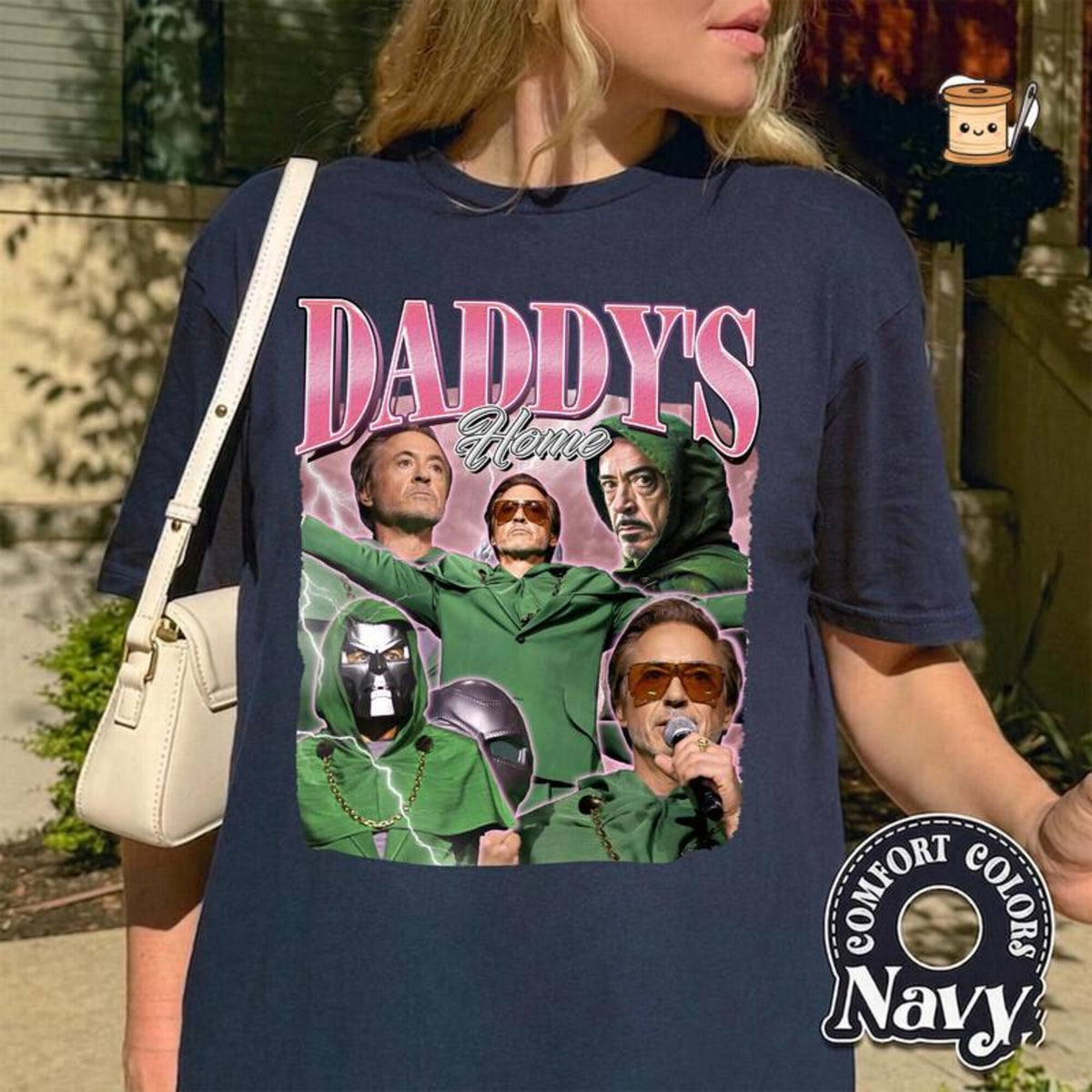 Comfort Colors Dr Doom Daddy Home Shirt Women, Retro Marvel Avengers Doomsday MCU Villain Graphic Tee, Fan Gift for Her Aesthetic