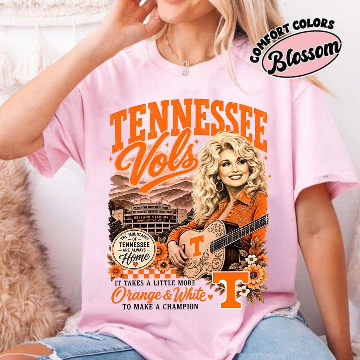 Comfort Colors Dolly Parton Tennessee Vols Shirt Women, Country Music Orange White Retro Southern Graphic Tee, Fan Gift for Her Aesthetic