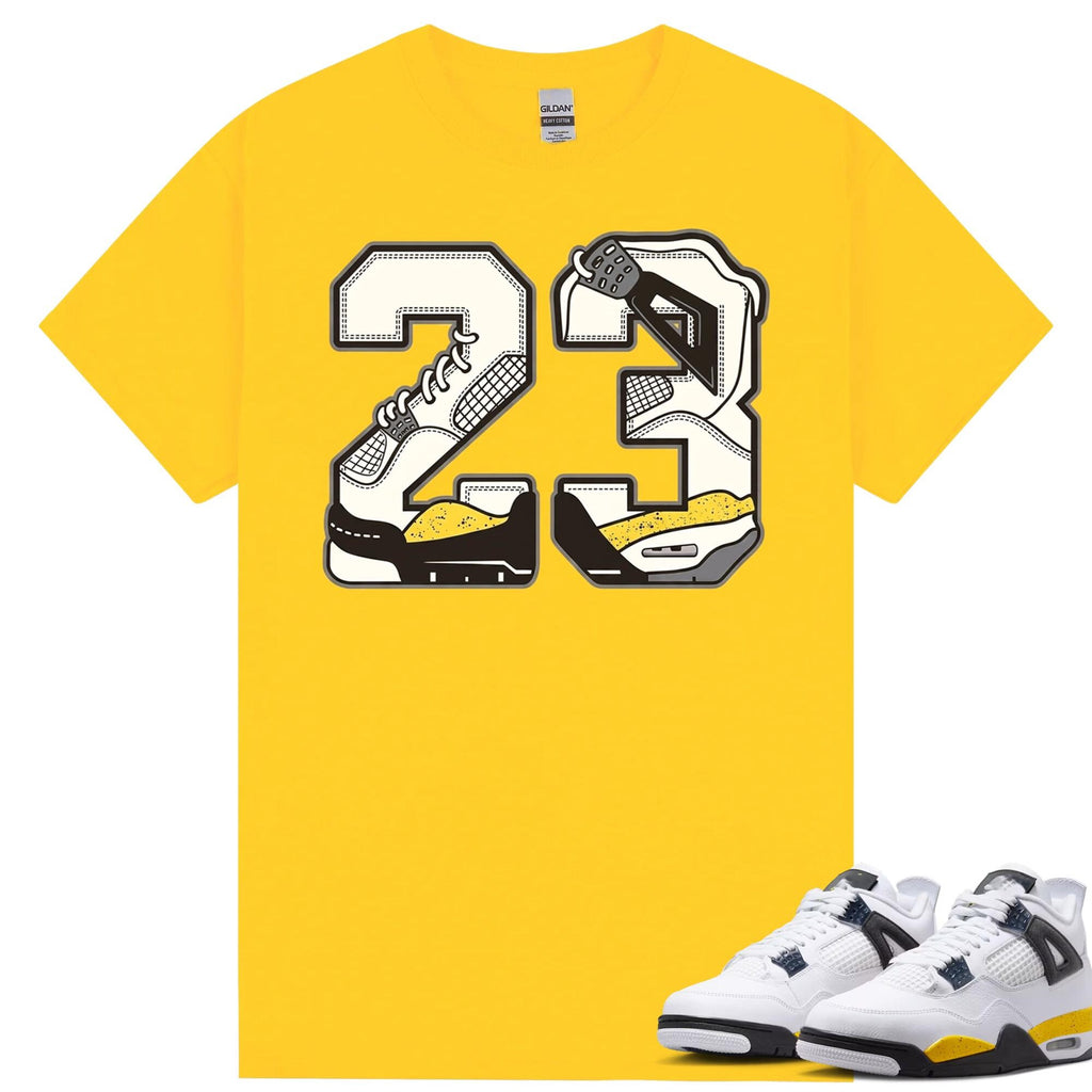 Comfort Colors Jordan 23 Shirt Women, Sneaker Match AJ4 Tour Yellow Retro Graphic Tee, Sneakerhead Fan Gift for Her Aesthetic