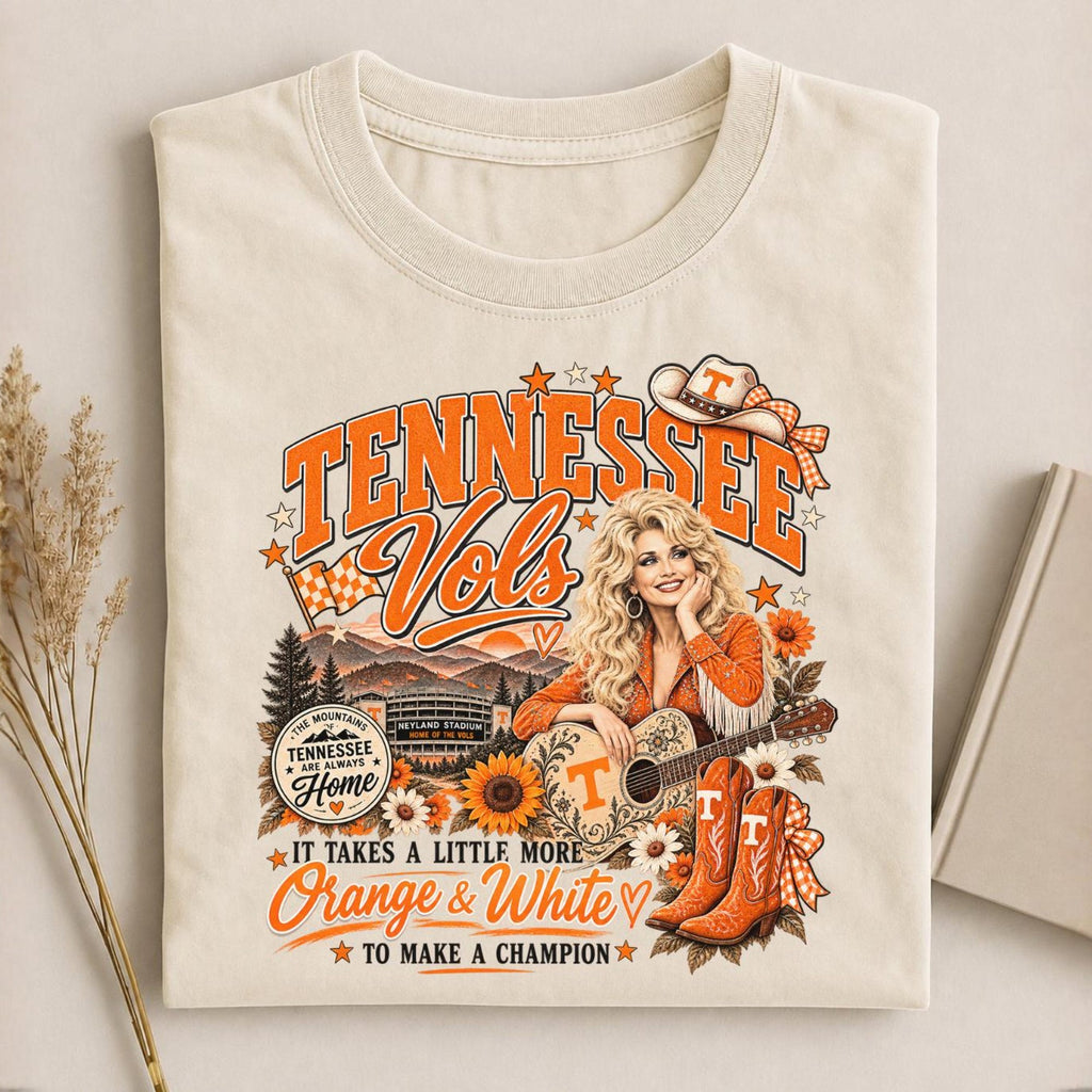 Comfort Colors Dolly Parton Tennessee Shirt Women, Vols Country Music Orange White Retro Graphic Tee, Fan Gift for Her Aesthetic