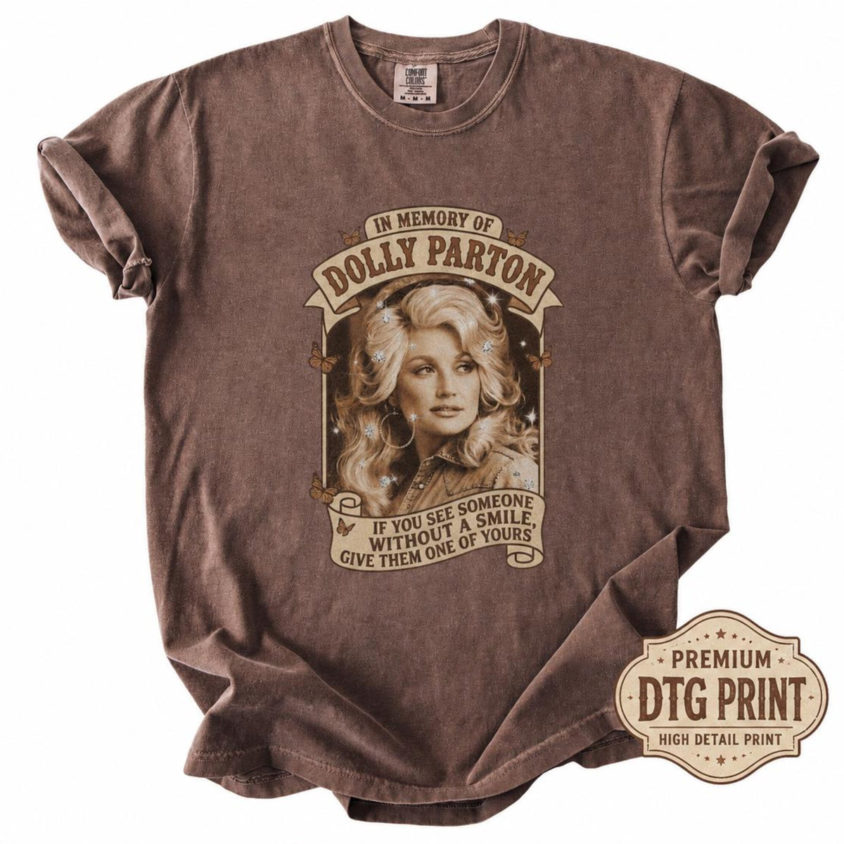In Memory Of Dolly Shirt Vintage Country Tee Give A Smile Quote Tribute Cowgirl Top Comfort Colors Apparel Southern Music Gift