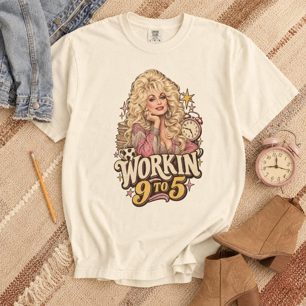 Comfort Colors Dolly Parton Workin 9 to 5 Shirt Women, Country Music Heavyweight Graphic Tee, Fan Gift for Her Aesthetic