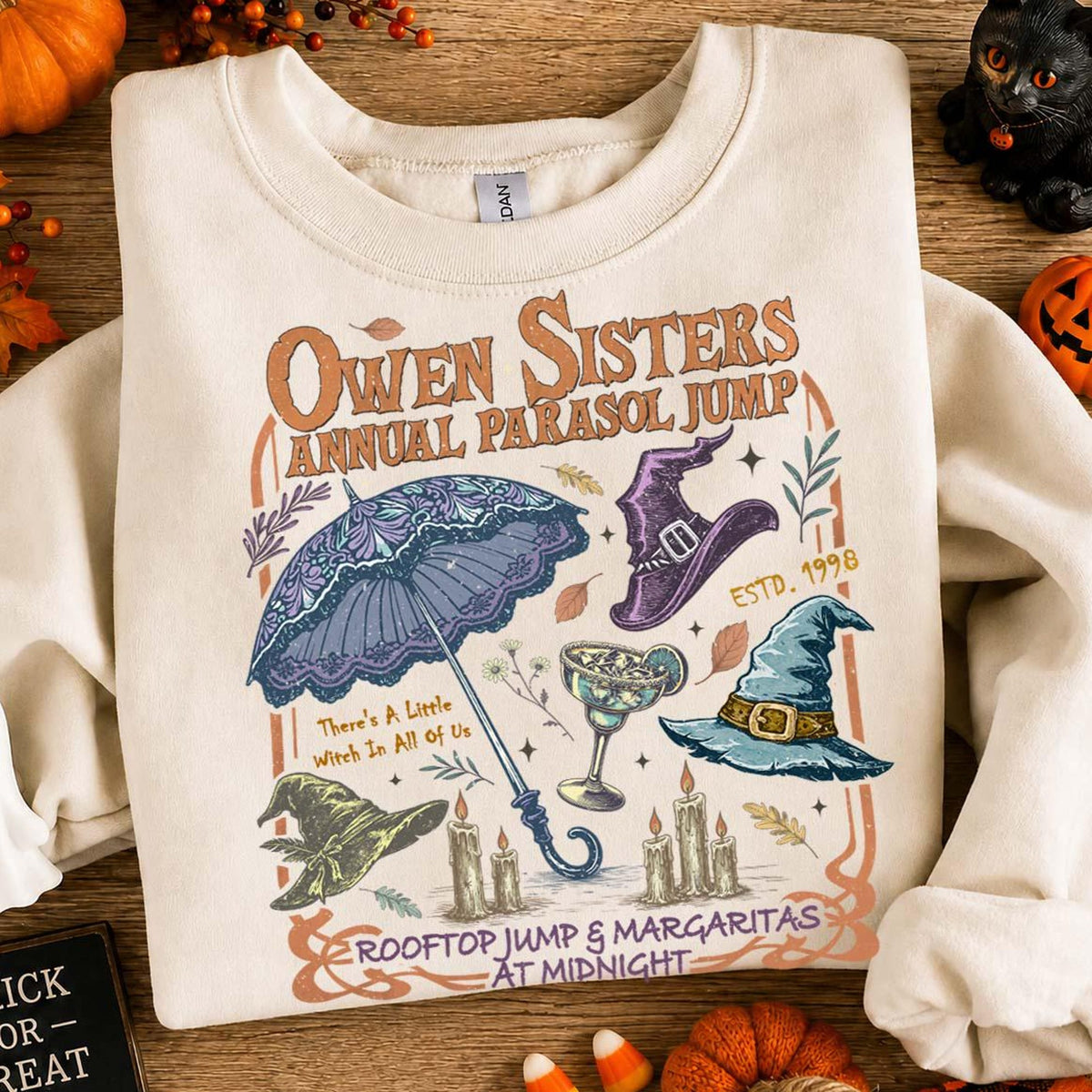 Comfort Colors Owens Sisters Annual Parasol Jump Shirt Women, Practical Magic Halloween Midnight Margaritas Graphic Tee, Gift for Her Aesthetic