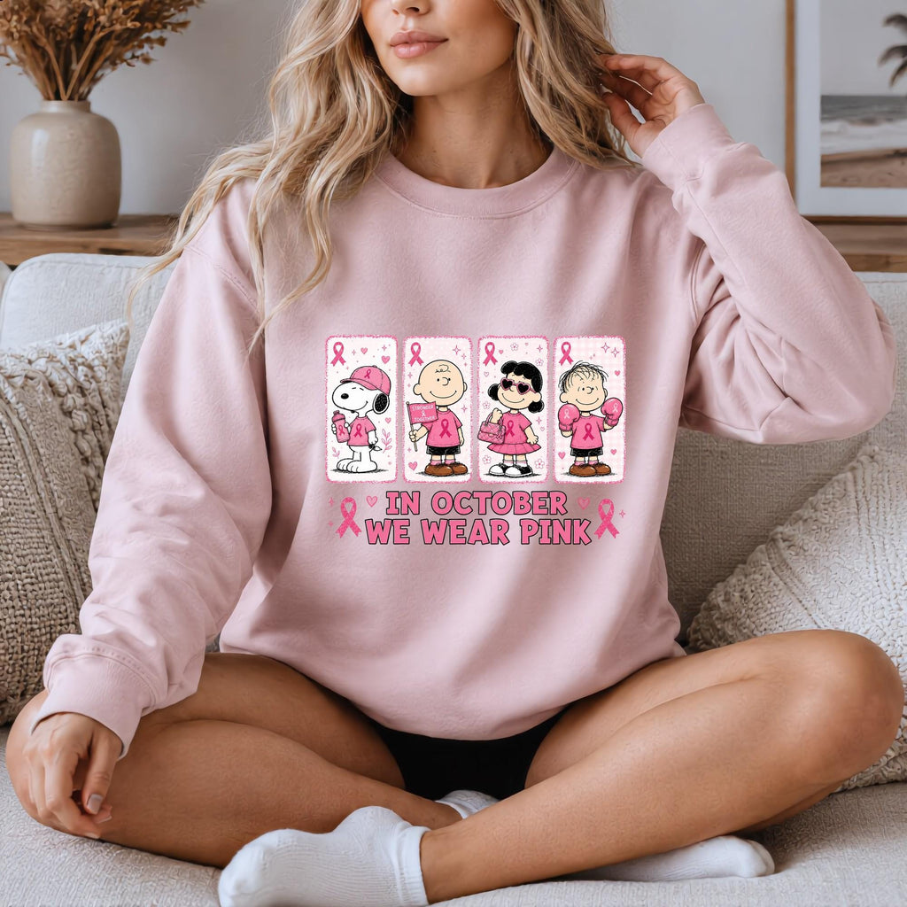 Comfort Colors Breast Cancer Awareness Snoopy Shirt Women, Peanuts Pink October Charlie Brown Survivor Graphic Tee, Gift for Her Aesthetic