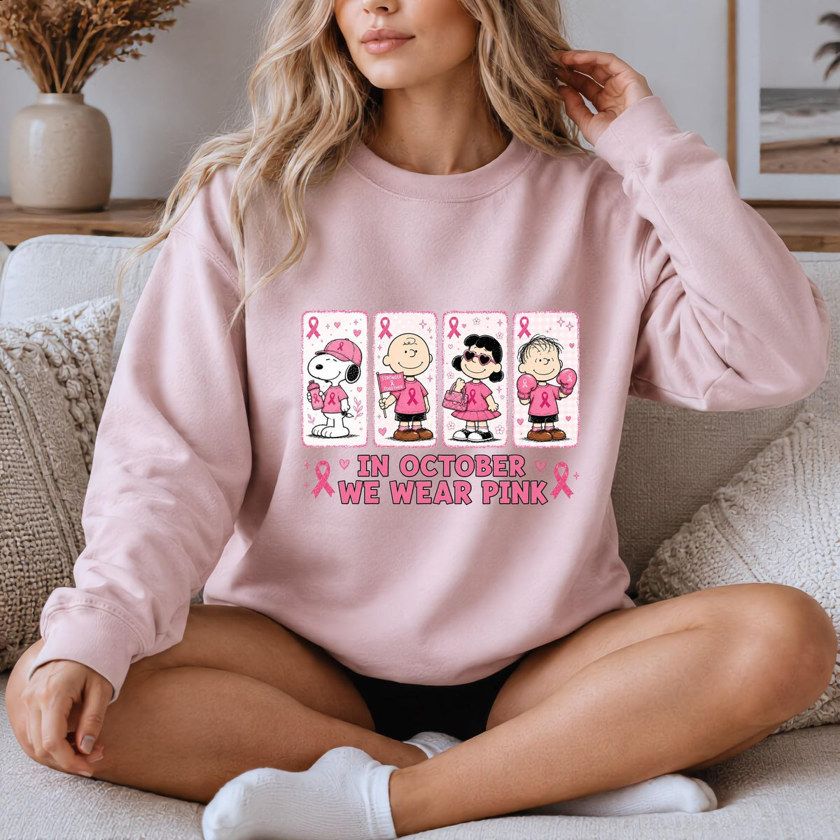 Comfort Colors Breast Cancer Awareness Snoopy Shirt Women, Peanuts Pink October Charlie Brown Survivor Graphic Tee, Gift for Her Aesthetic