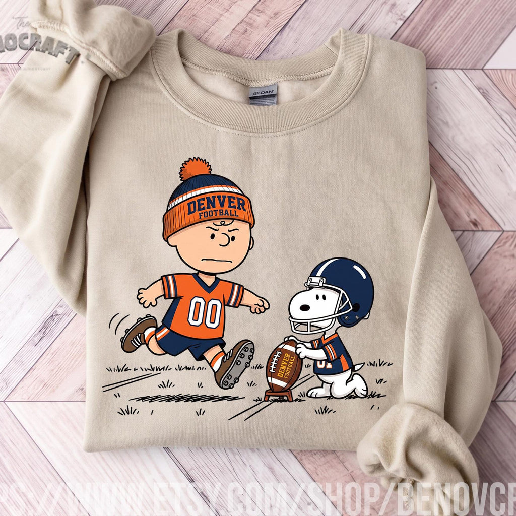 Comfort Colors Denver Football Snoopy Charlie Brown Shirt Women, Kicking Football Game Day Fan Graphic Tee, Gift for Her Aesthetic