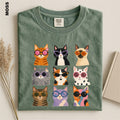 Comfort Colors Retro Cat Shirt Cool Cats Sunglasses Tee Groovy Cat Mom Gift Funky 70s Kitty Graphic Colorful Cat Lover Aesthetic Tee