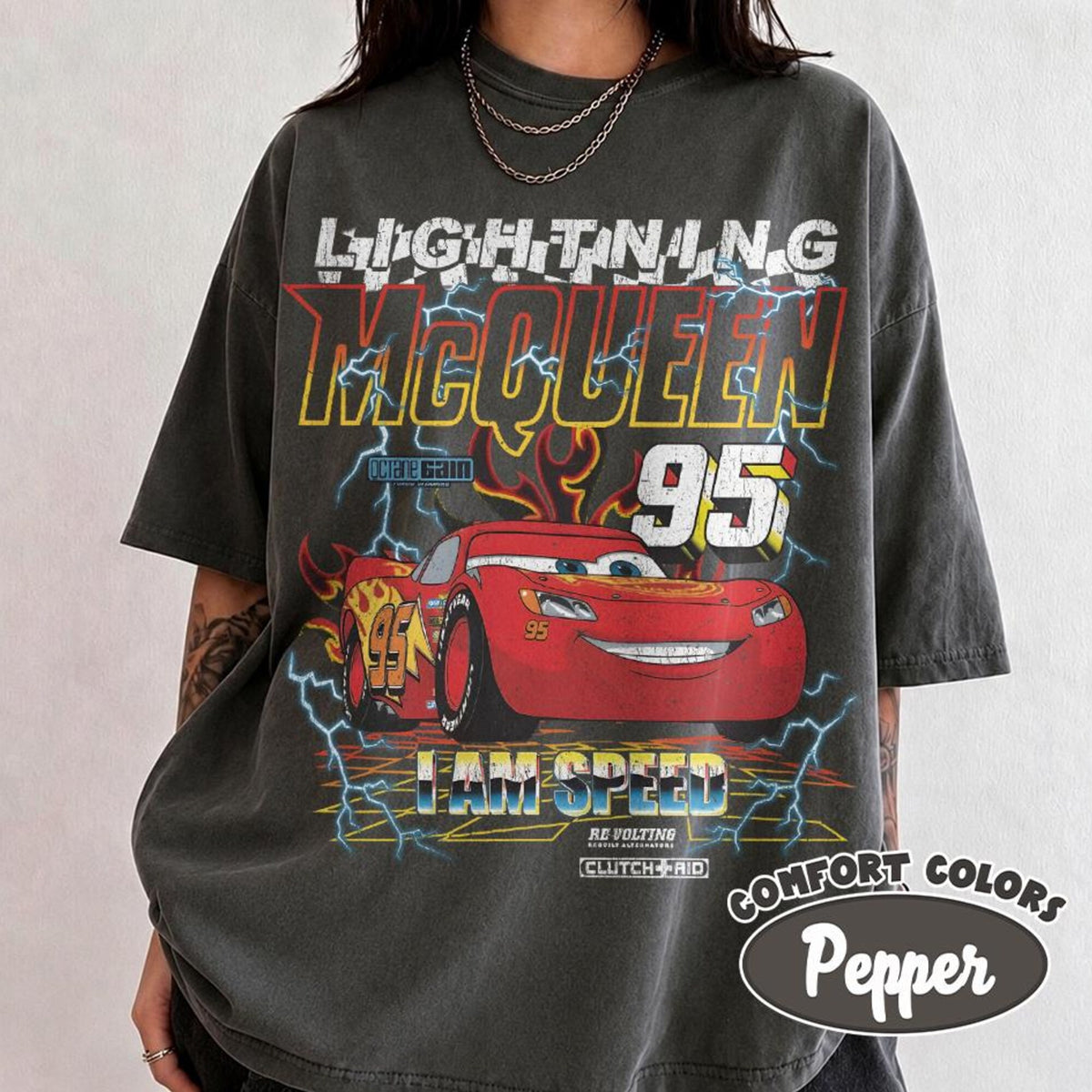 Comfort Colors Vintage Lightning McQueen Shirt Women, Retro McQueen Disney Pixar Cars Family Vacation Trip 2026 Graphic Tee, Gift for Her Aesthetic
