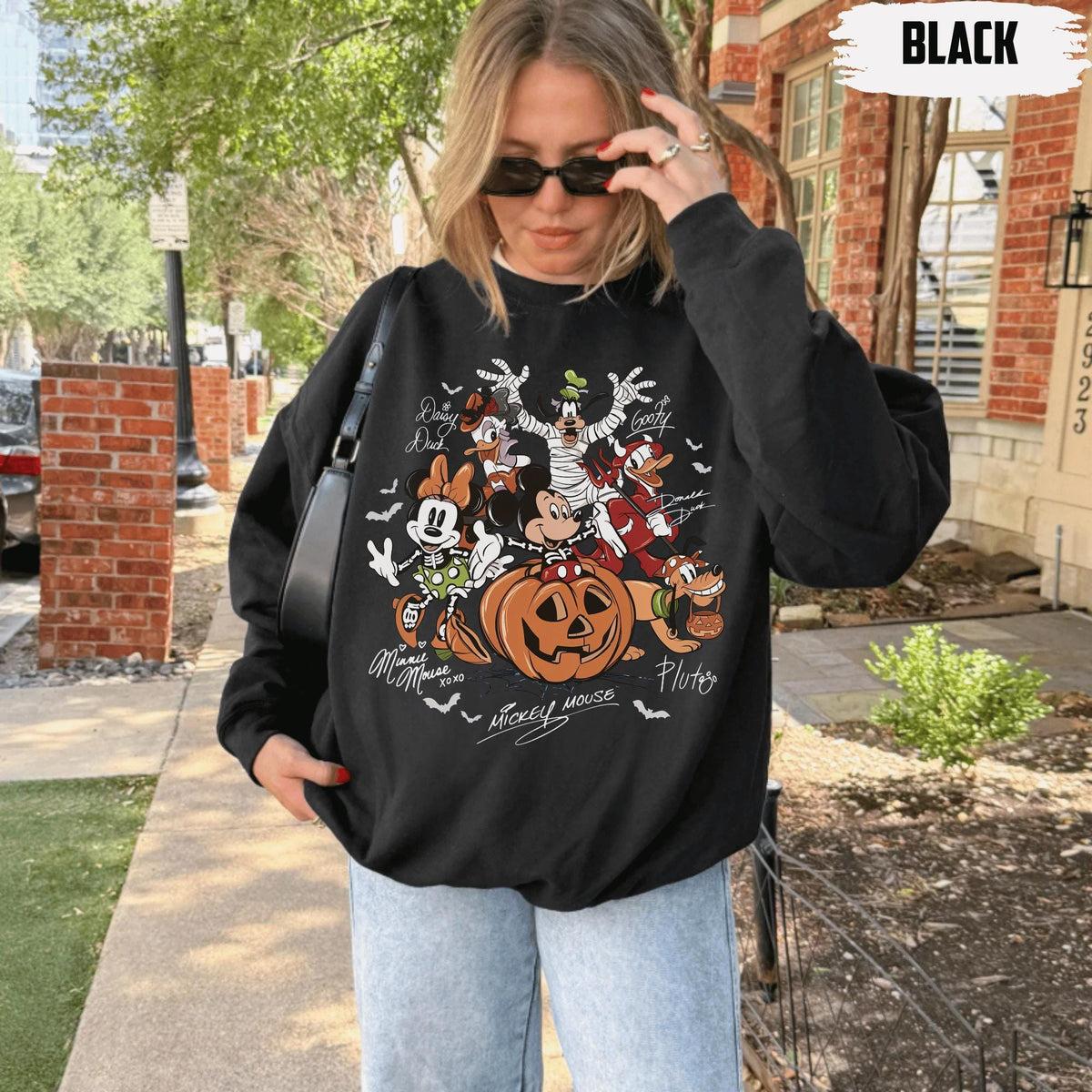 Comfort Colors Mickey and Friends Halloween Signatures Fall Shirt Women, Vintage Trick or Treat Disney Spooky Season Graphic Tee, Gift for Her Aesthetic