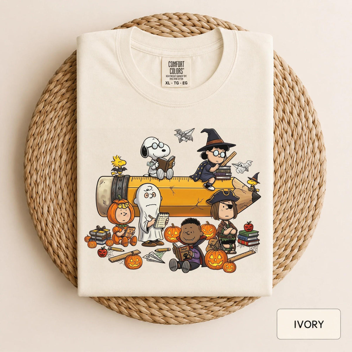 Comfort Colors Peanuts Halloween Book Lover Shirt Women, Snoopy Fall Teacher Charlie Brown Reader Cozy Autumn Fan Graphic Tee, Gift for Her Aesthetic