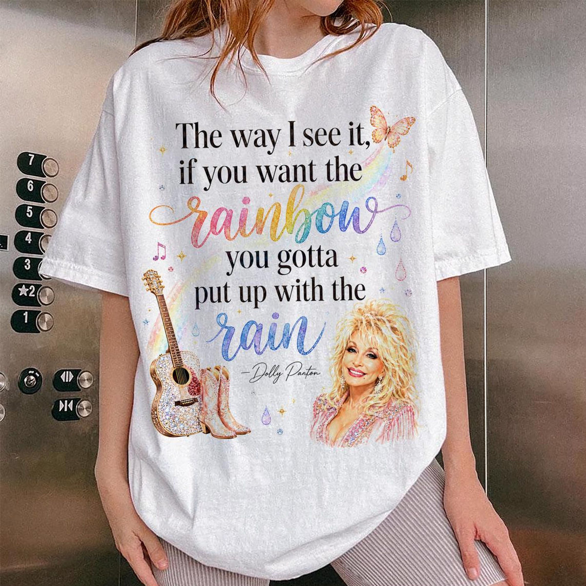 Comfort Colors Dolly Parton Rainbow Shirt Women, Country Music Western Cowgirl Nashville Concert Graphic Tee, Fan Gift for Her Aesthetic