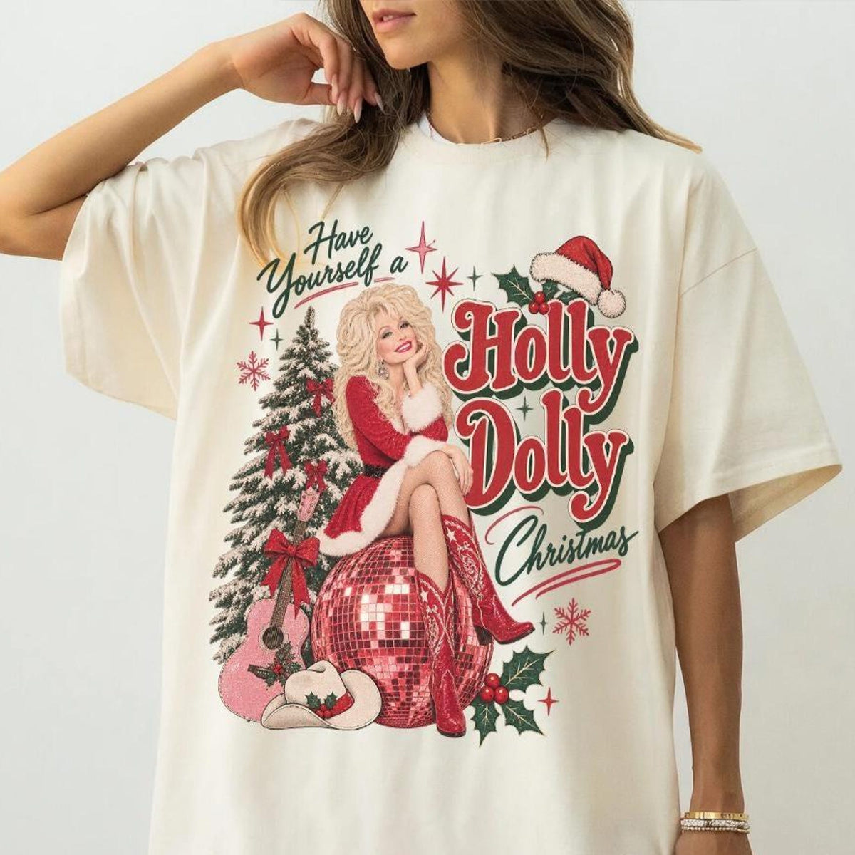 Comfort Colors Holly Dolly Christmas Shirt Dolly Parton Country Music Tee Xmas Gift