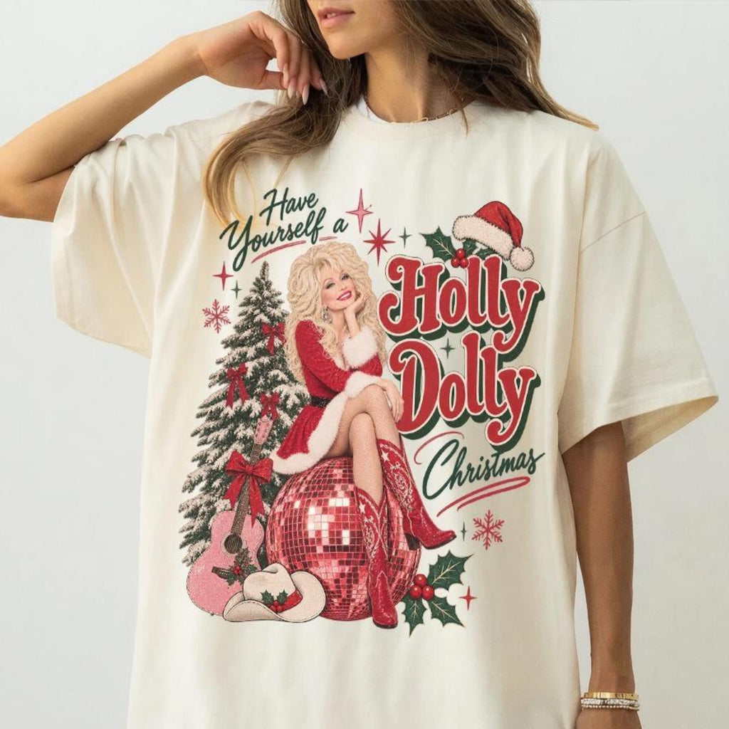 Comfort Colors Have Yourself A Holly Dolly Christmas Shirt Dolly Parton Tshirt Country Music Tee