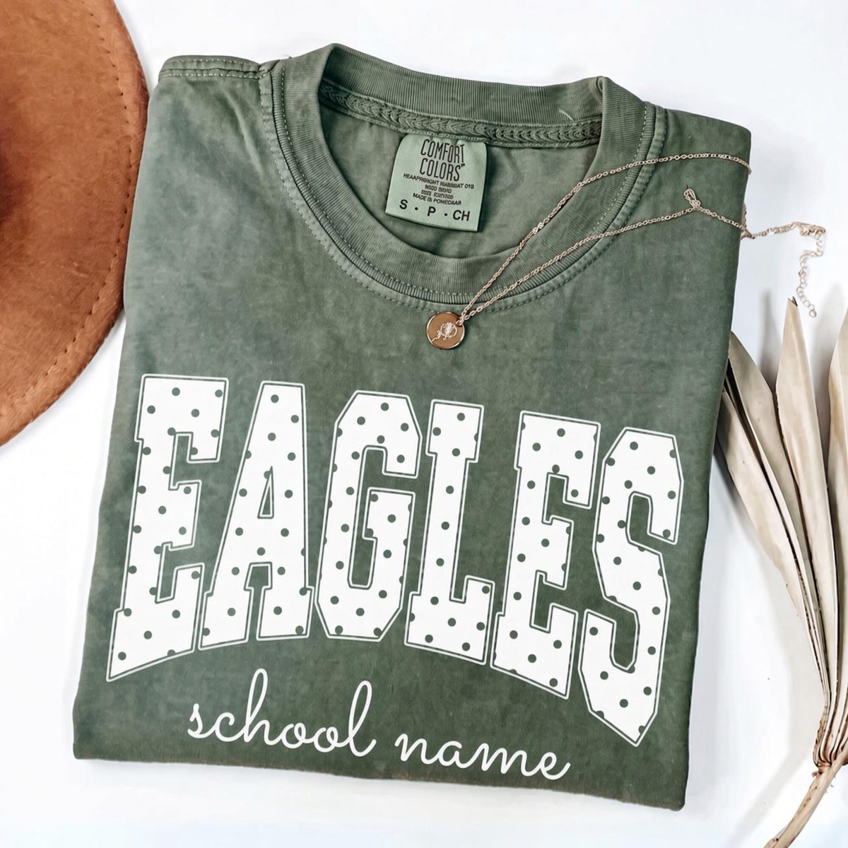 Custom School Mascot Shirt Personalized Team Spirit Comfort Colors Tee Polka Dot Teacher Shirt Game Day Tee Back to School Gift