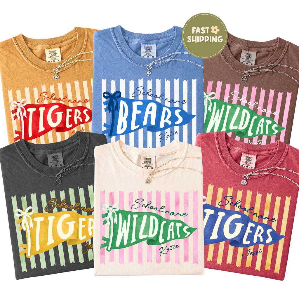 Custom School Mascot Shirt School Spirit Shirt Football Season TeePreppy Game Day Shirt Team Pride Tee Back To School TeeStripe Shirt