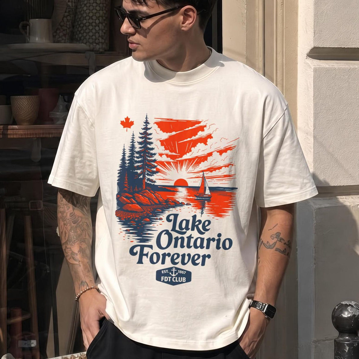 Lake Ontario Forever Shirt Vintage Sailing Long Sleeve Tee Canada Patriotic Graphic Top FDT   Gift Unisex