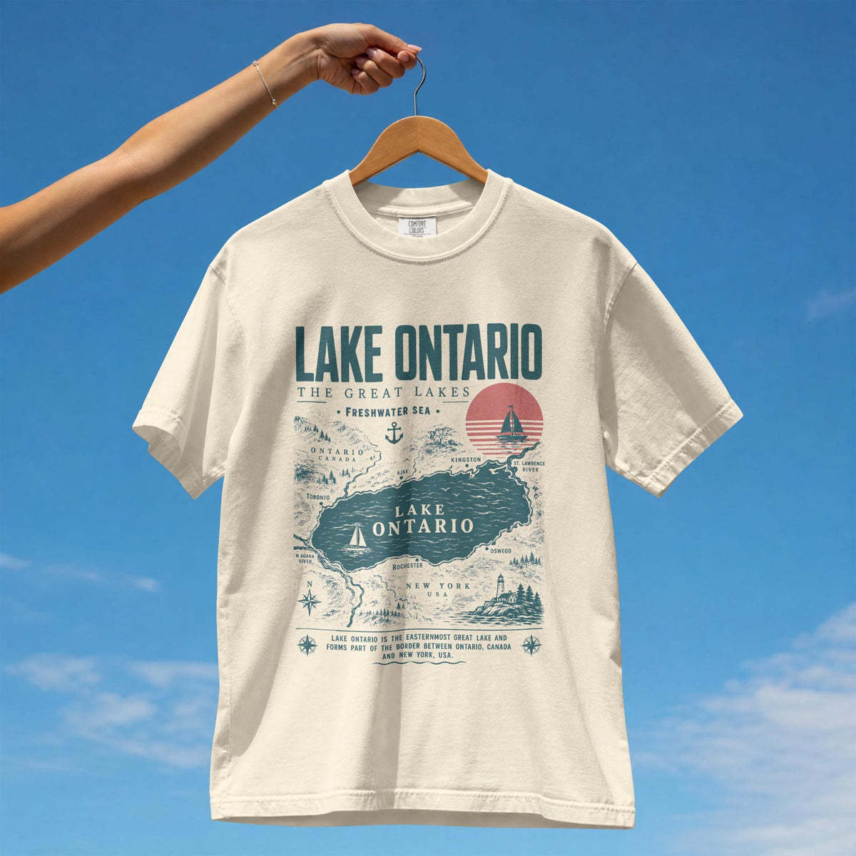 Lake Ontario Shirt Comfort Colors Great Lakes Resist Tee Vintage Canada Vacation Coastal Sailing Travel Gift Unisex