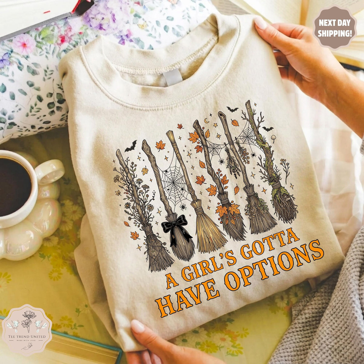 Comfort Colors A Girl Gotta Have Options Shirt Women, Trendy Halloween Witches Spooky Season Feeling Witchy Graphic Tee, Halloween Gift for Her Aesthetic