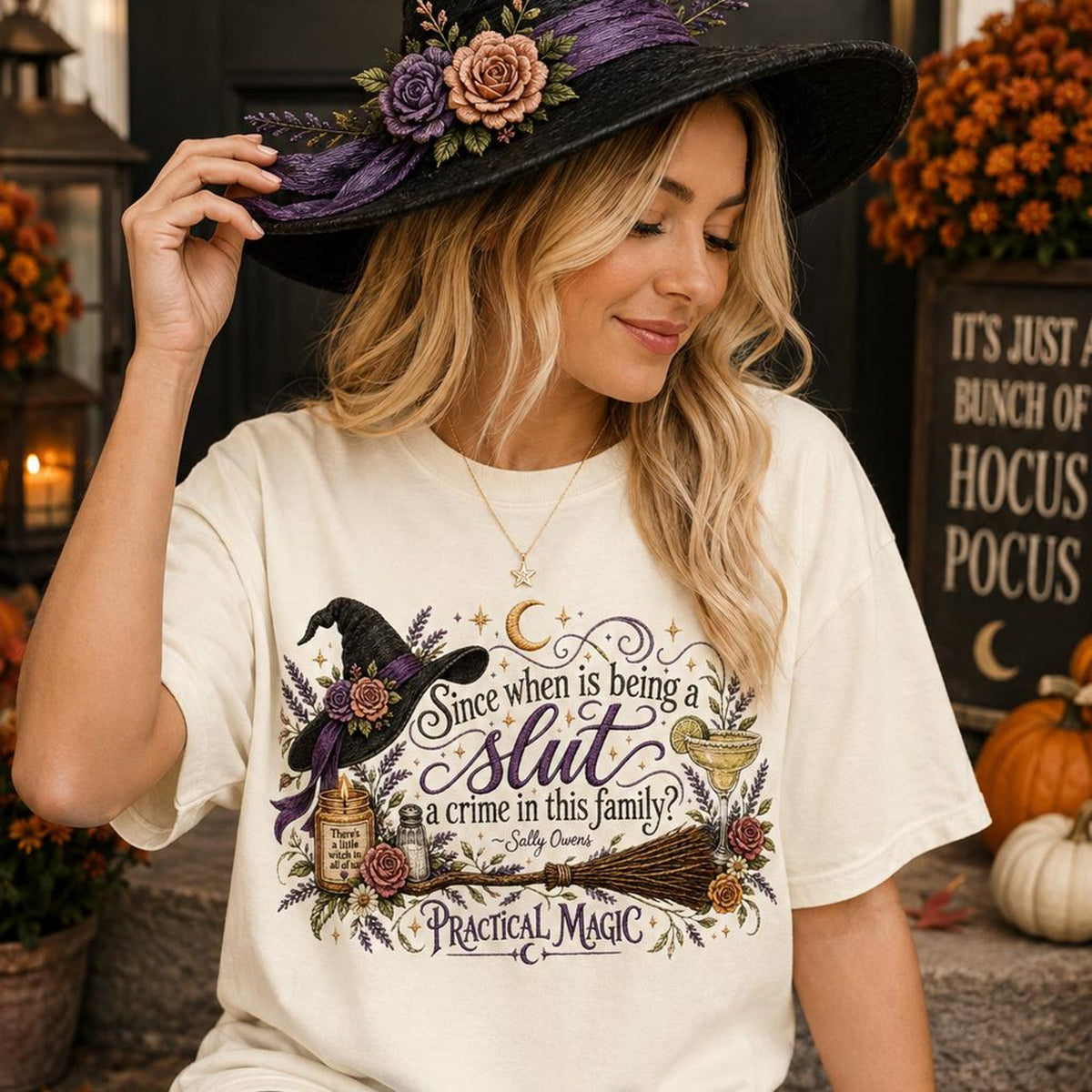 Comfort Colors Practical Magic Witchy Family Shirt Women, Vintage Spellbook Design Halloween Graphic Tee, Gift for Her Aesthetic