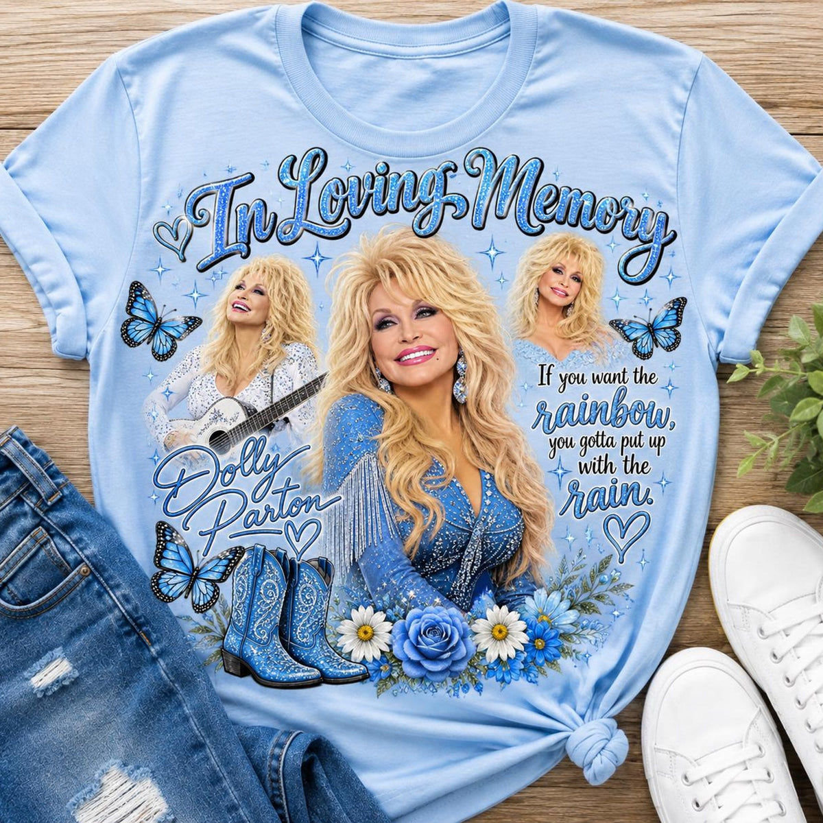 Comfort Colors Dolly Parton Memorial Shirt Women, In Loving Memory Blue Country Glam Graphic Tee, Fan Gift for Her Aesthetic
