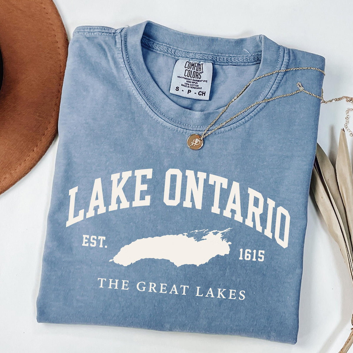 Comfort Colors Lake Ontario Shirt Est 1615 Vintage Retro Trendy Graphic Tee Great Lakes Adventure Travel Gift Unisex