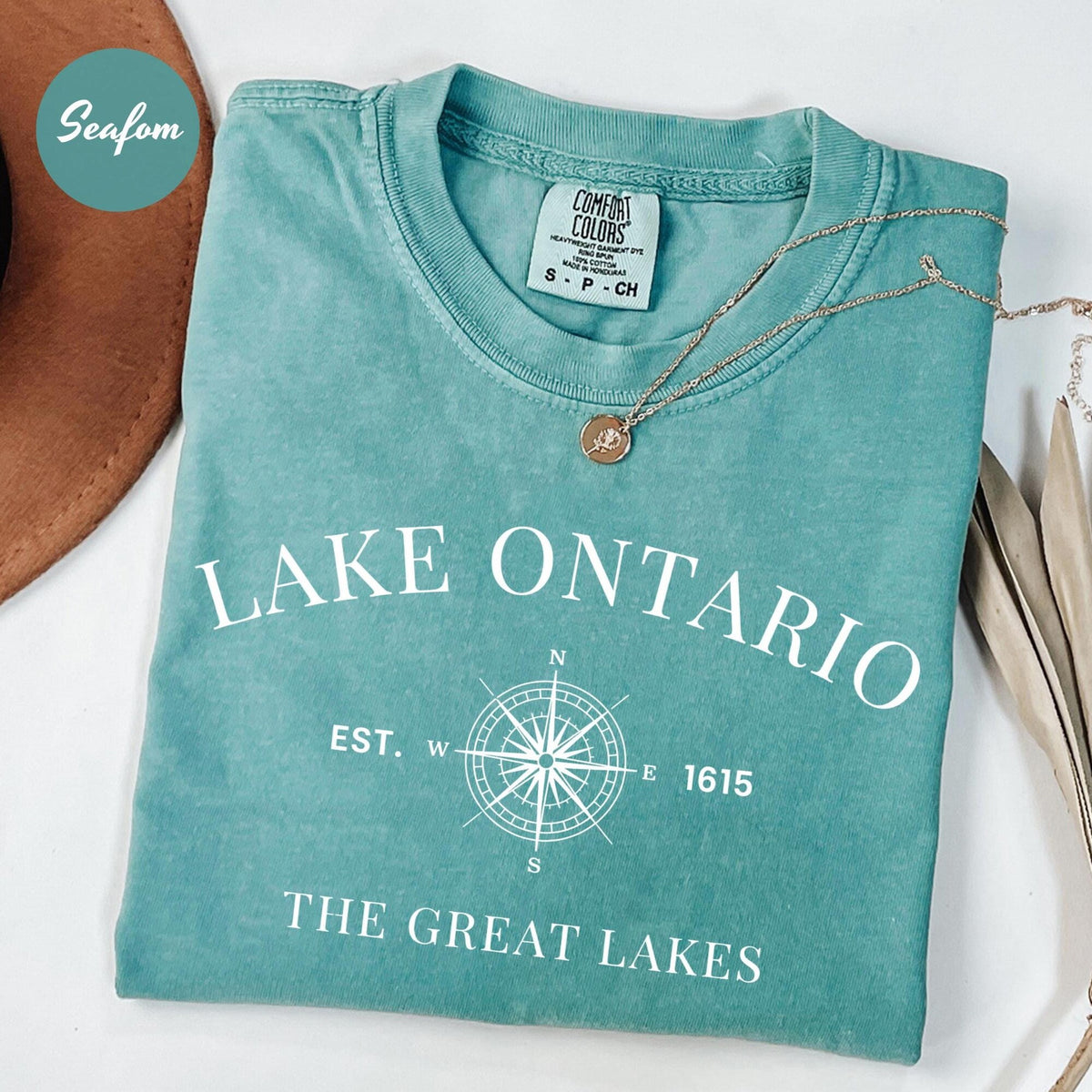 Comfort Colors Lake Ontario Shirt Est 1615 Vintage Retro Trendy Graphic Tee Great Lakes Adventure Travel Gift Unisex