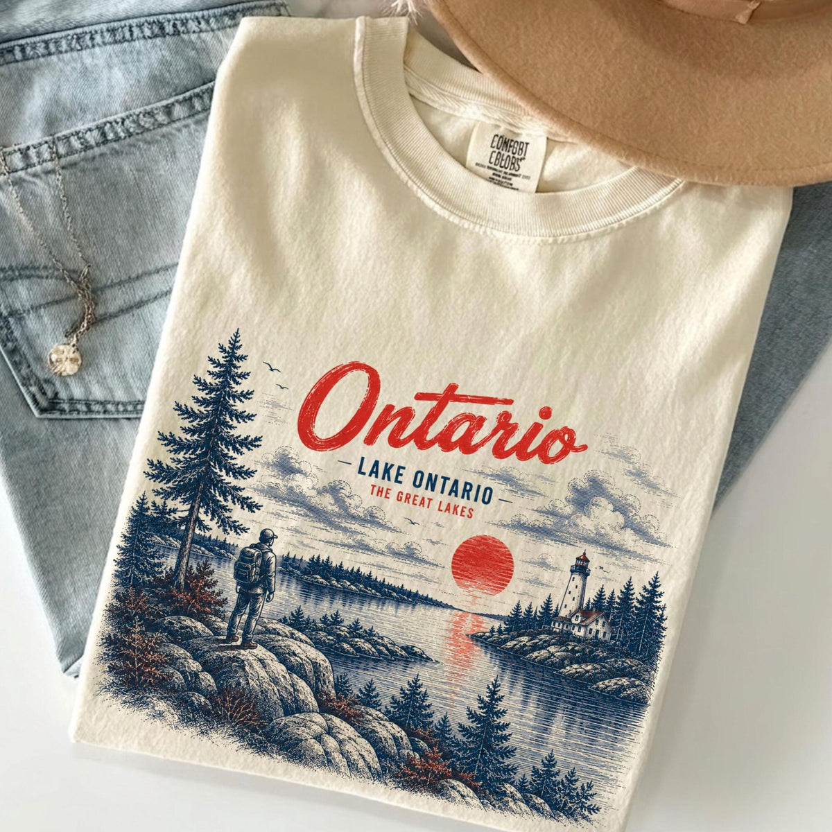 Lake Ontario Shirt Vintage 90s Comfort Colors Great Lakes Tee Subtle   Quiet Activism Canadian Pride Gift Unisex