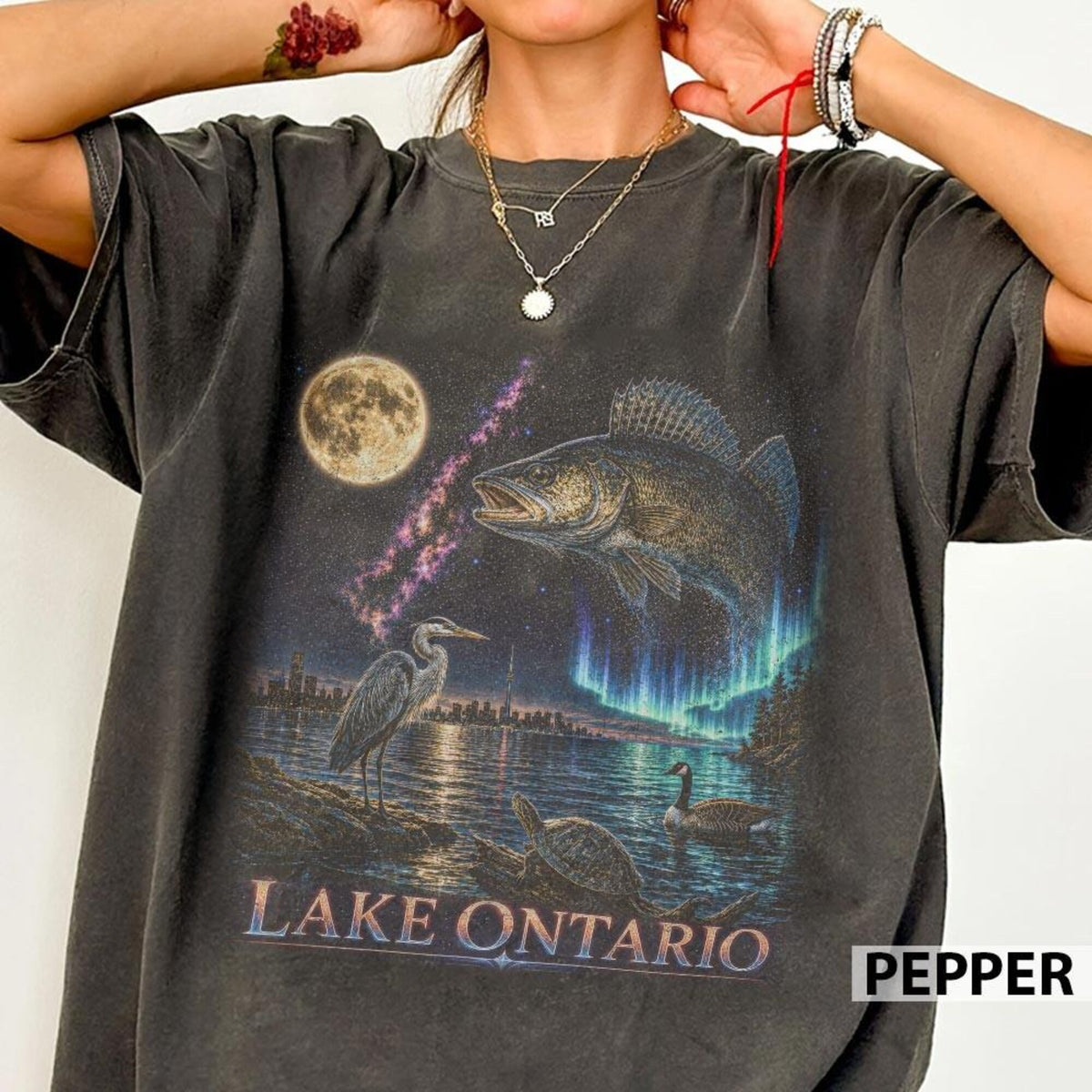 Vintage Lake Ontario Tshirt New York Graphic Tee Comfort Colors Retro Fishing Boating Outdoor 90s Nostalgia Camping Unisex