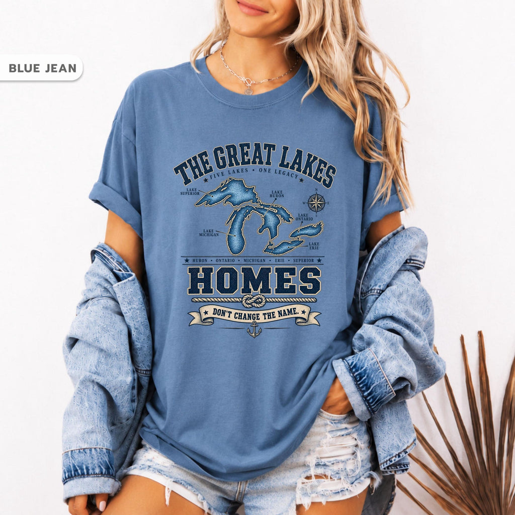 Lake Ontario Shirt Great Lakes Homes Dont Change The Name Tee Great Lakes Map Funny Geography Comfort Colors Gift Unisex