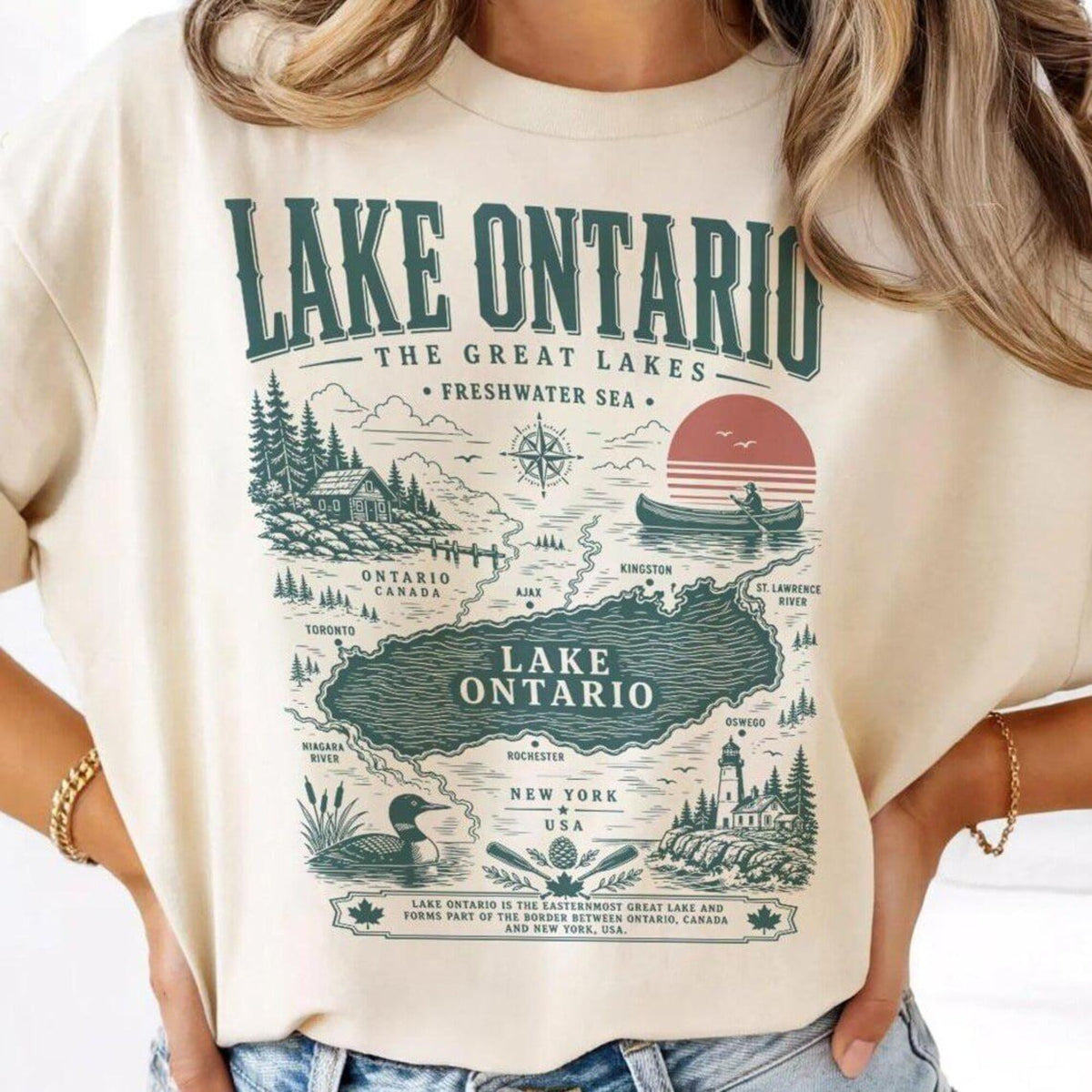 Lake Ontario Fresh Water Tshirt Vintage Lake Ontario Tee Comfort Colors Great Lakes Unisex Gift